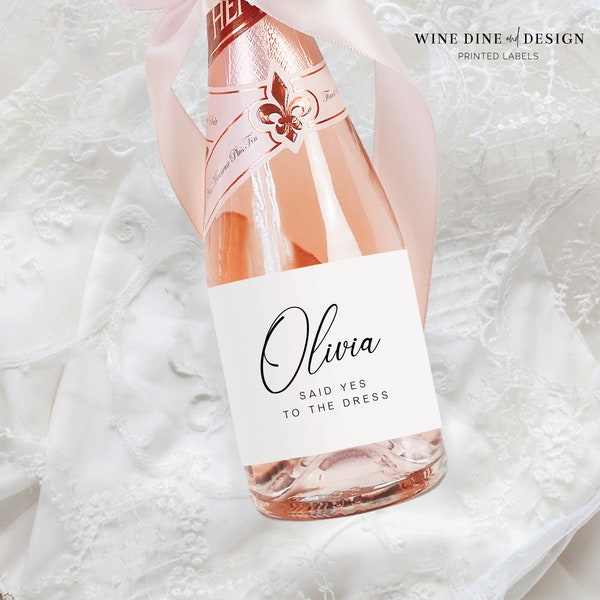 Personalized Champagne Label | Said Yes To The Dress| Mini or Full Size Champagne Label Favors