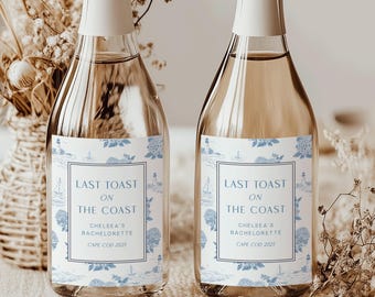 Coastal Bachelorette Party Favor: Last Toast Wine Labels