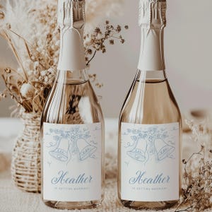 Personalized Bridal Shower Champagne Labels | Mini Champagne, Prosecco, Wine and Shooter Labels Wedding Bells | Bachelorette Party Favor