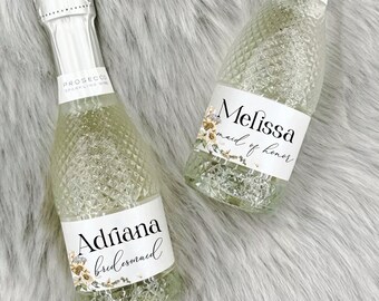 Ireer 16 Pcs Bridesmaid Sticker Tequila Bottle Labels Set Tequila Self Adhesive Label Proposal Gift For Mini Champagne Bottle Bridesmaid