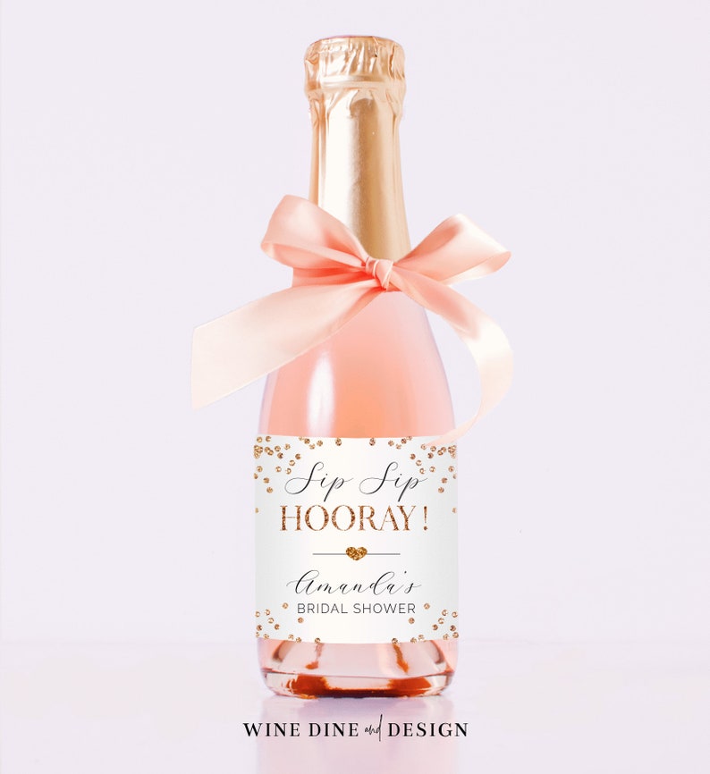 Personalized Bridal Shower Bachelorette Mini Champagne or Full Size Champagne and Wine Label Favors
