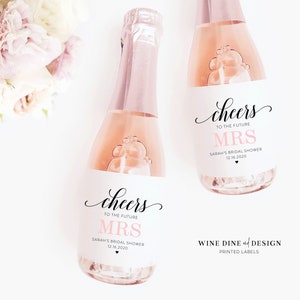 Bridal Shower Labels | Mini Champagne | Mini Wine | Full Size Champagne and Wine | Cheers to Future Mrs | Bridal Shower Favor