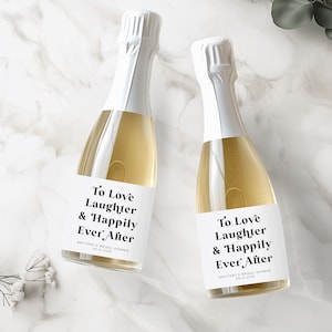 Personalized Wedding Champagne or Wine Labels | Mini and Full Size | Wedding or Bridal Shower Favor | Love Laughter and Happily Ever After
