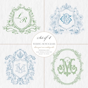 Custom Monogram Crest | 2 Initials Crests | Personalized Digital Design for Weddings