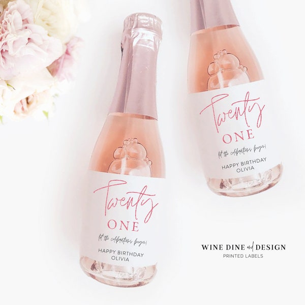 Finally Legal 21st Birthday Gift Label | Full Size Wine and Champagne | Mini Champagne Label