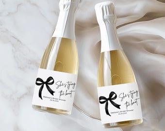 Personalized Bridal Shower Champagne Label: She's Tying the Knot Favor
