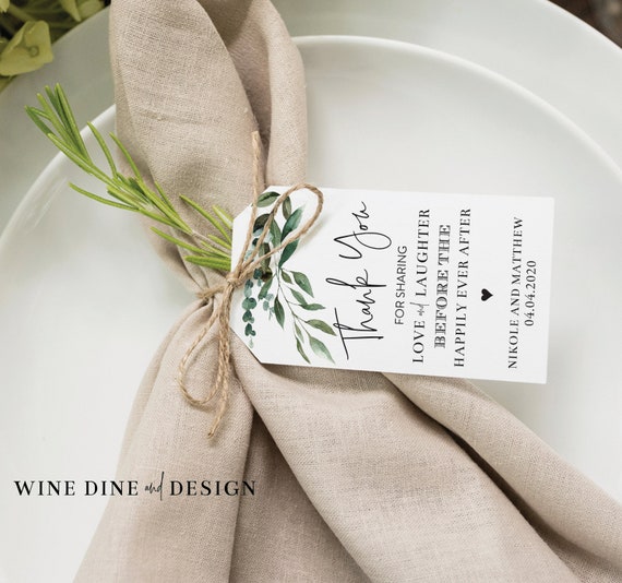 Personalized Wedding Favor Tag: Rehearsal Dinner Table Decor