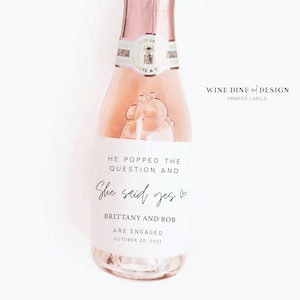 Personalized Engagement Label | She Said Yes | Mini Champagne | Full Size Champagne | Wine | Engagement Party Favor