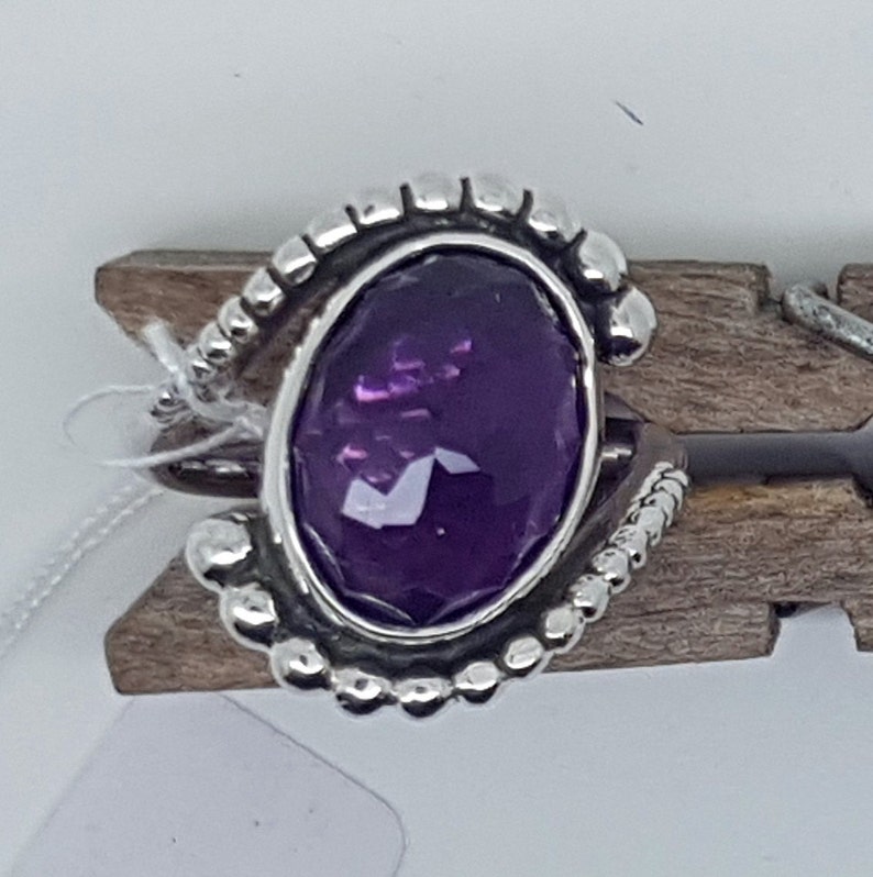 Hand Made Sterling Silver Designer Ring Featuring a Large Oval Rose Cut Amethyst.