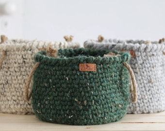 Rustic farmhouse basket, Rustic basket, Crochet basket, Basket storage, Gift basket, Aesthetic room decor, MADE TO ORDER