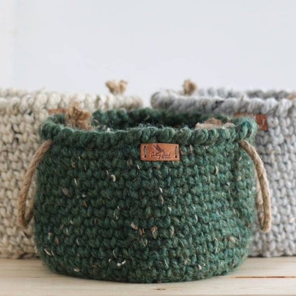 Rustic farmhouse basket, Rustic basket, Crochet basket, Basket storage, Gift basket, Aesthetic room decor, MADE TO ORDER