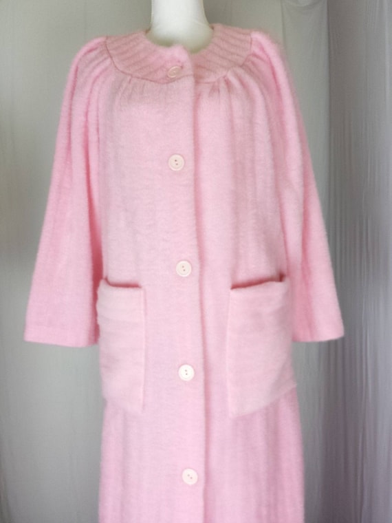 Lara Dee Womens Robe Vtg Long Button Fuzzy Plush F
