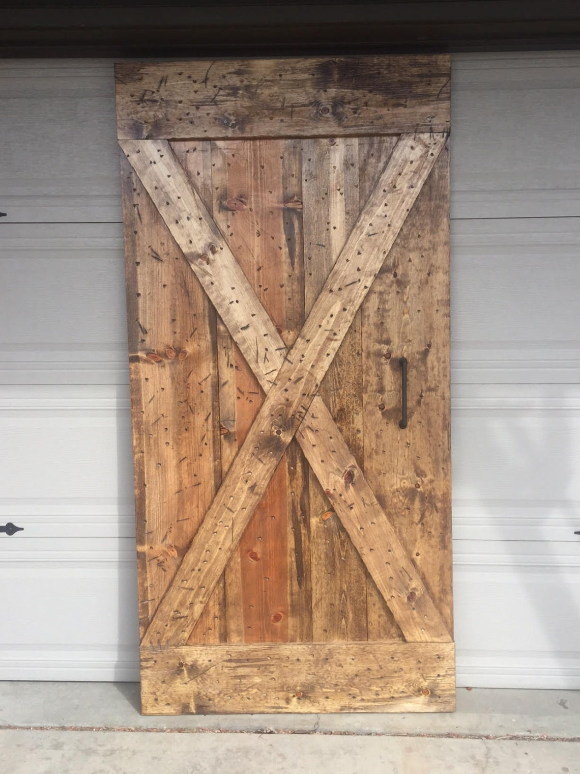 Custom Made Sliding Barn Door X Brace Design Jacobean Etsy
