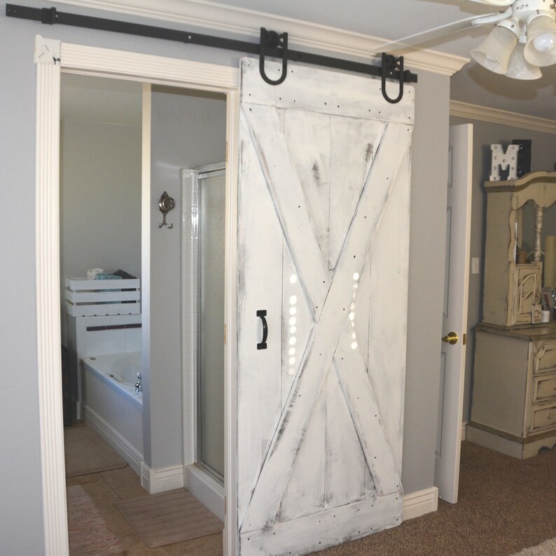 Rustic White Wash Barn Doors customize your size Etsy