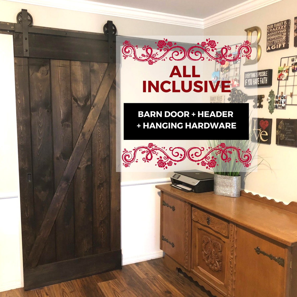 Barn Door Header Hanging Hardware ALL INCLUSIVE | Etsy