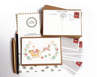 Draw-Your-Own Vintage Christmas Postcards
