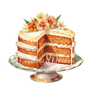 Bundle de cliparts gâteau aux carottes - 10 fichiers JPG aquarelles de haute qualité - cuisson, journalisation, scrapbooking, usage commercial, téléchargement numérique