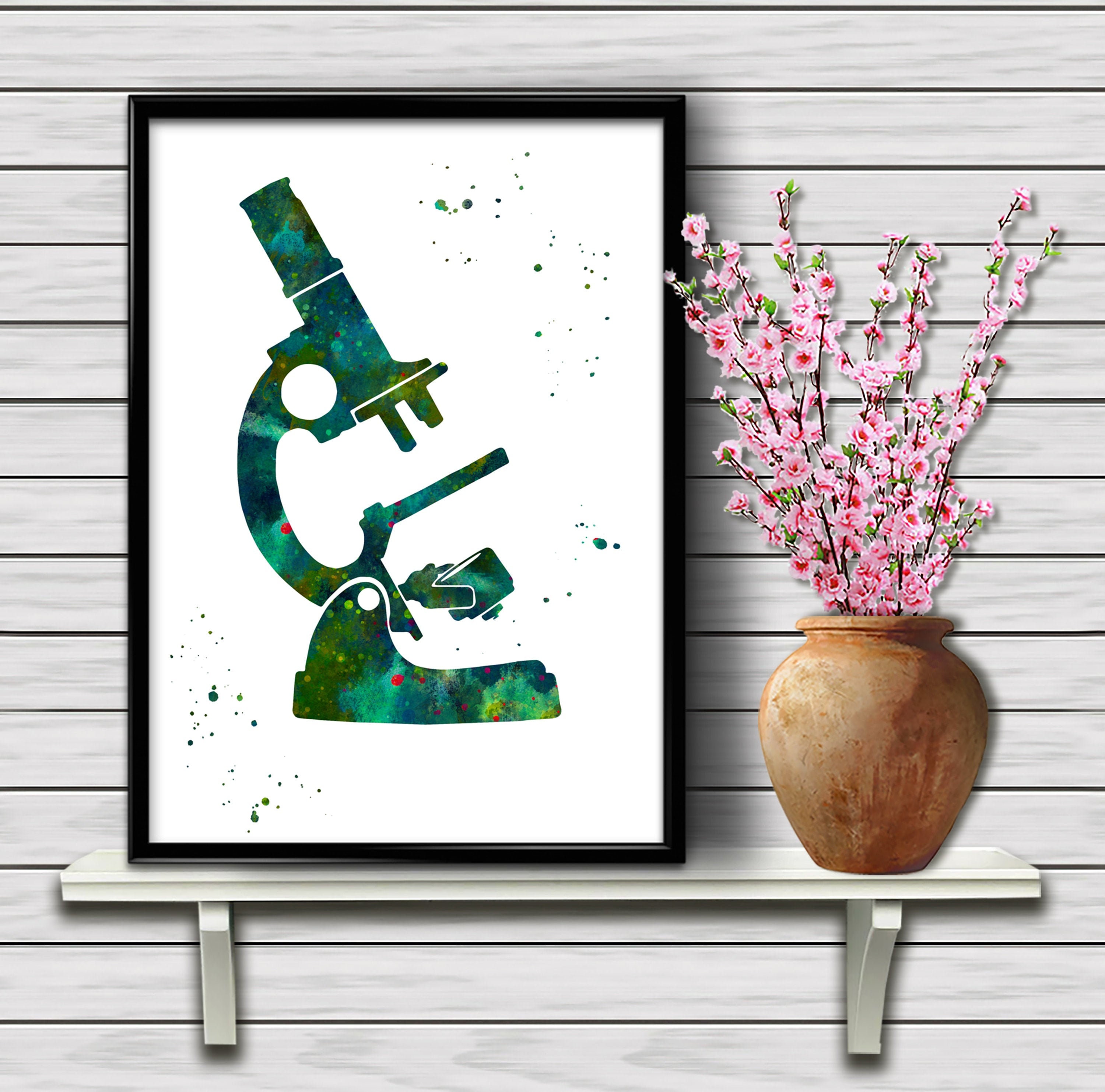 Microscope Art Microbiology Medical Art Colorful Watercolor Etsy