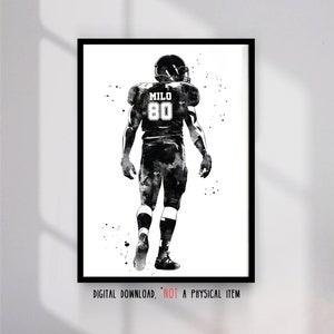 American Football Player Personalized Sport Art with Custom Name and Number- Digital Download