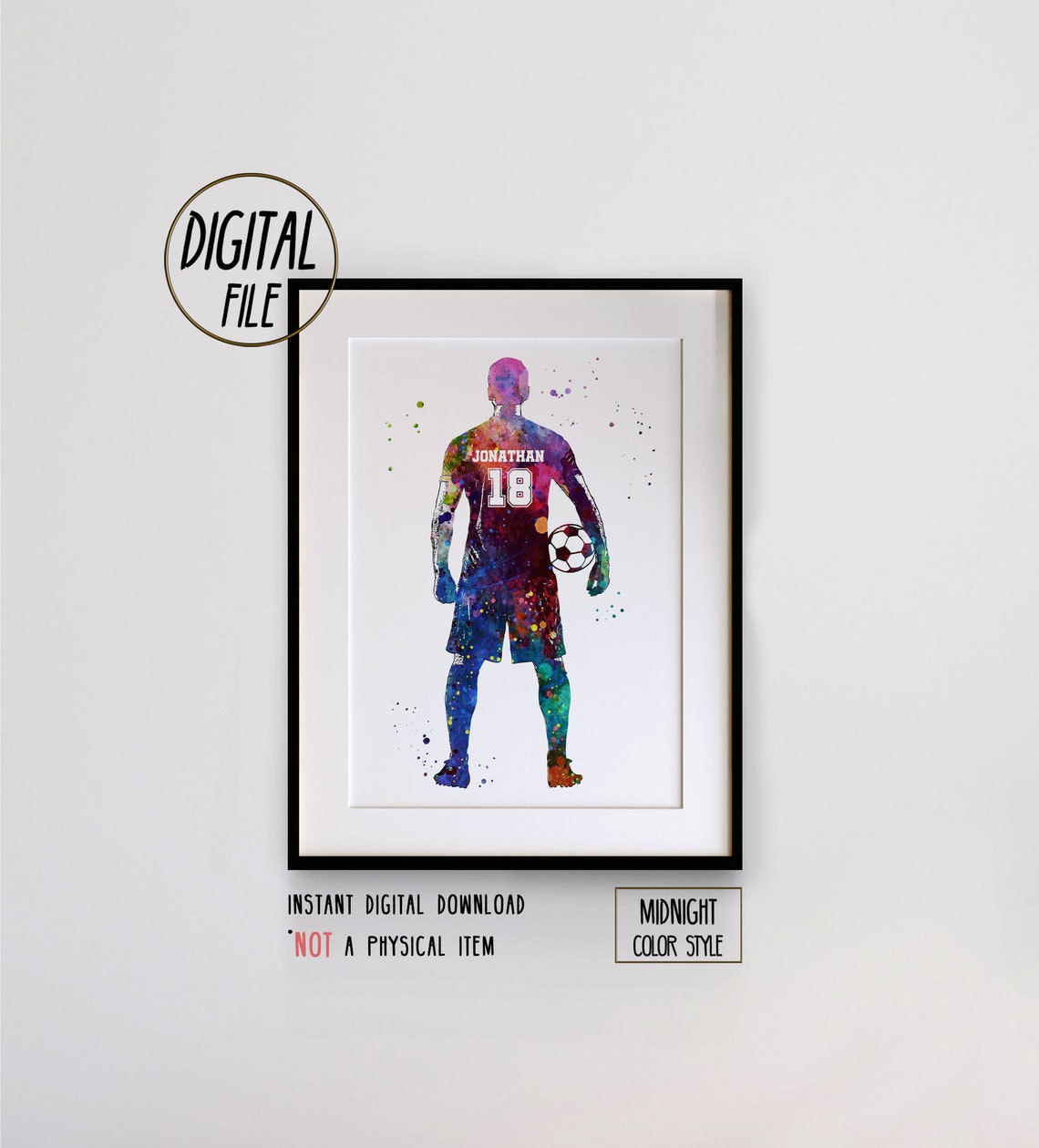 Soccer Player Art Personalized Custom Name and Number Sport Etsy