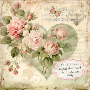 Shabby chique roze salie Valentijnsdag pagina clipart bundel-10 hoge kwaliteit aquarel jpg's-journaling, scrapbooking, digitale download