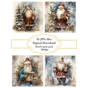 Vintage Weihnachtsmann im Alter von Papier JPG Clipart Bundle-Digital Download