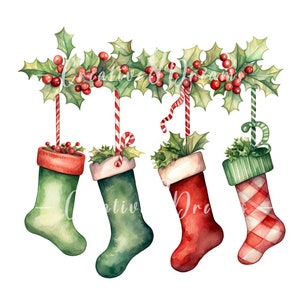 Christmas Stockings JPG Clipart Bundle- Digital Download
