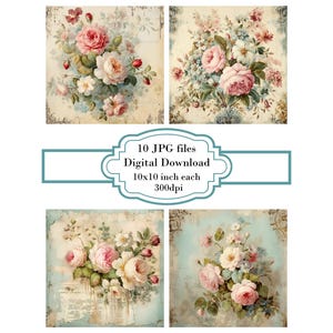 Shabby Chic Baroque Floral Page JPG Clipart Bundle- Digital Download