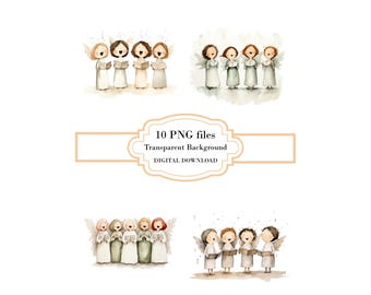 Adorable Little Angels Singing Christmas Carols PNG Clipart Bundle- Digital Download