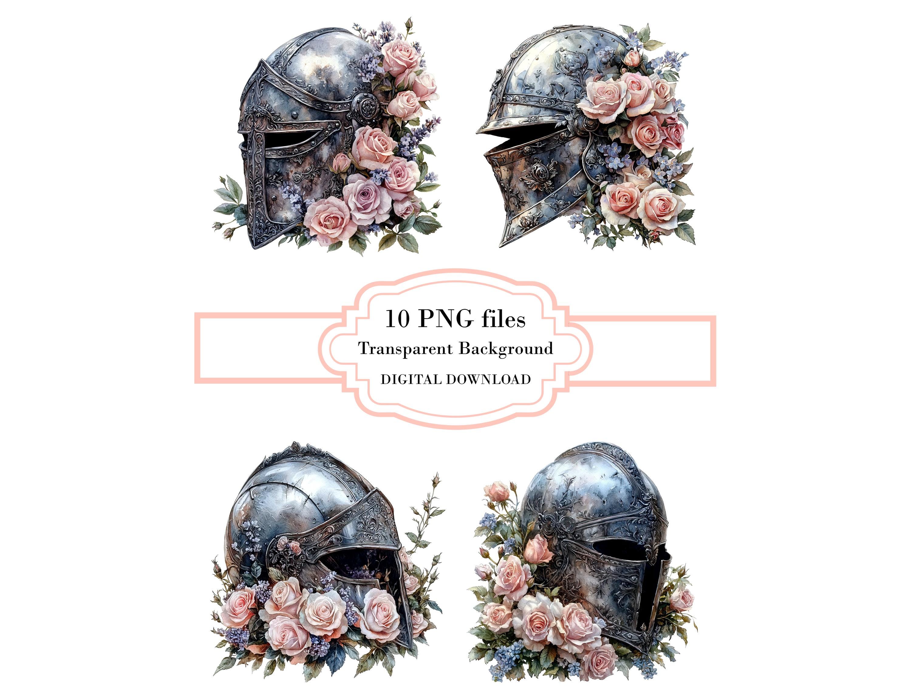 Knight Helmet With Pink Roses PNG Clipart Bundle- Digital Download - Etsy