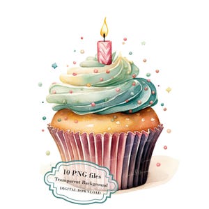 Birthday Cupcake PNG Clipart Bundle- Digital Download