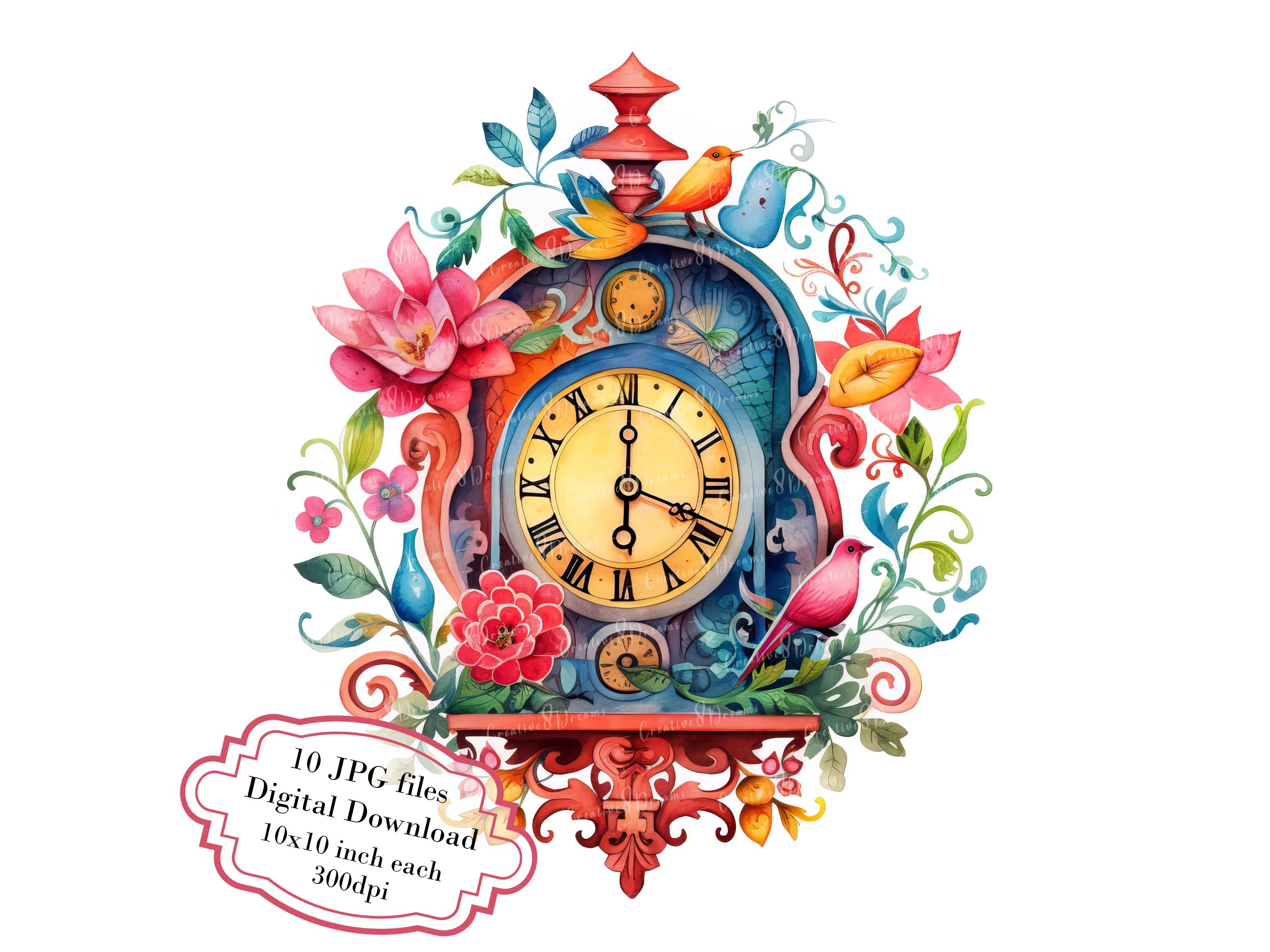 Horloge Vintage Fleur Lumineuse Fibre Kitsch