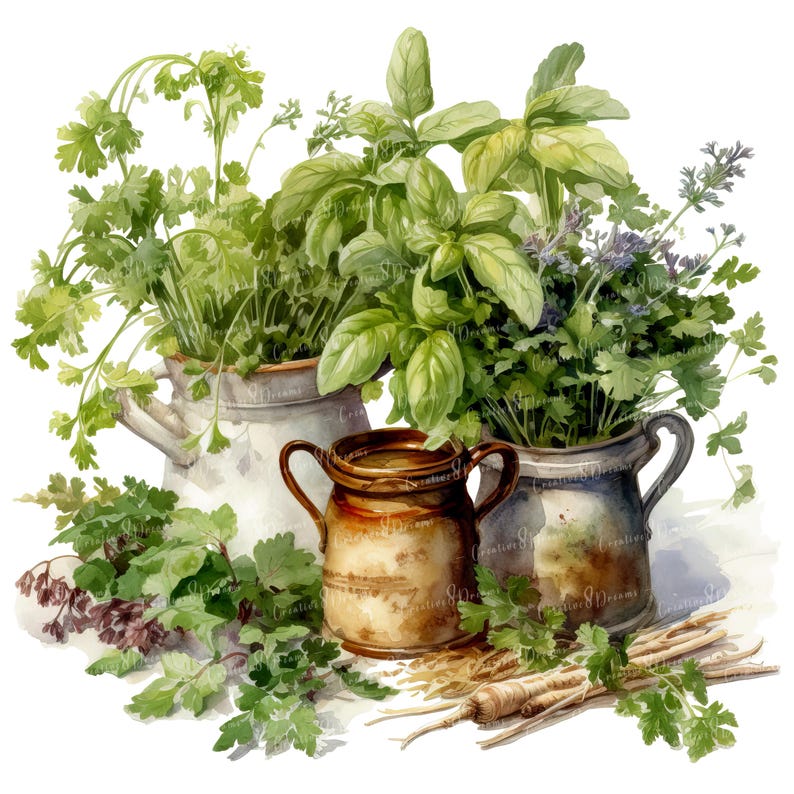 Herbes de cuisine rustiques PNG Clipart Bundle - téléchargement numérique image 6