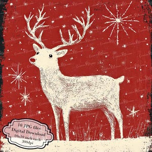 Weihnachten Rentier Clipart Bundle- 10 hochwertige Aquarell JPGs- Winterferien, Handwerk, Journaling, Scrapbook Versorgung, digitaler Download