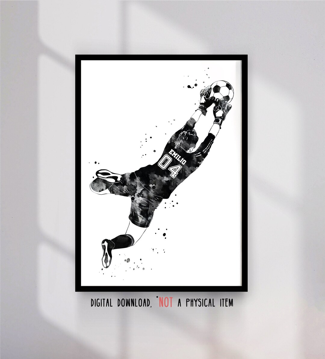 Soccer Goalkeeper Art Personalized Custom Name and Number Etsy