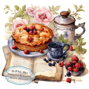Grandma&#39;s Pie Recipe PNG Clipart Bundle- Digital Download