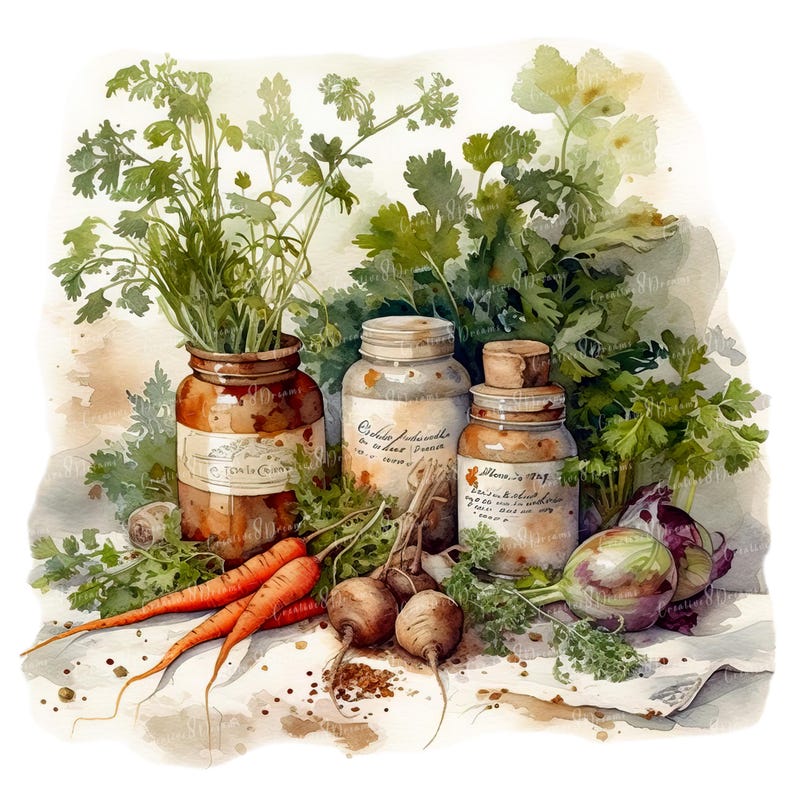 Herbes de cuisine rustiques PNG Clipart Bundle - téléchargement numérique image 3