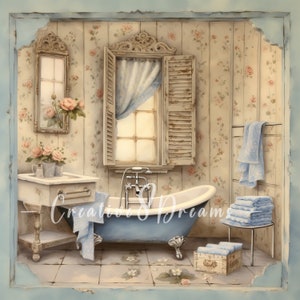 Shabby Chic Bathroom Clipart Bundle- 10 High Quality Watercolor Jpgs ...