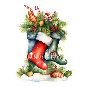 Christmas Stockings Clipart Bundle 10 High Quality Watercolor Jpgs ...