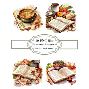 Le livre de recettes de soupe de grand-mère PNG Clipart Bundle - téléchargement numérique