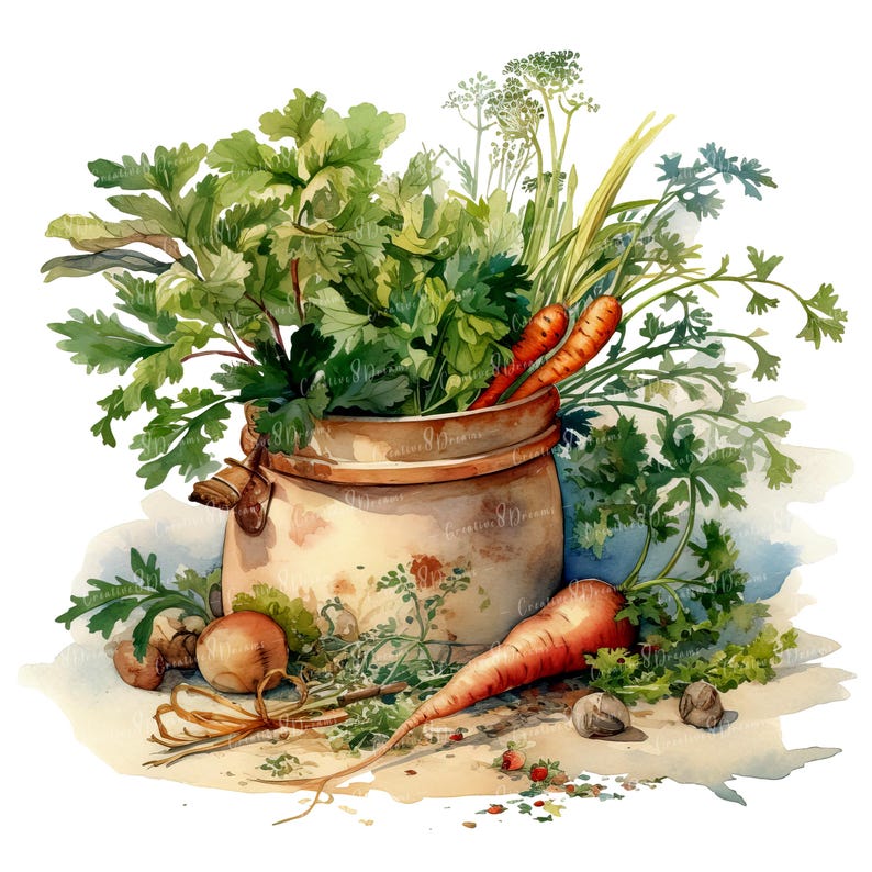 Herbes de cuisine rustiques PNG Clipart Bundle - téléchargement numérique image 8