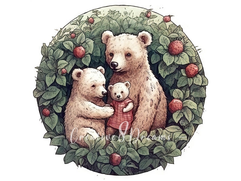 Bears Among Berries Clipart Bundle 10 High Quality Watercolor - Etsy