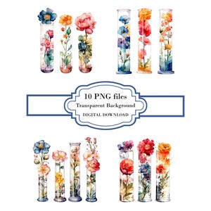 Blume Reagenzgläser PNG Clipart Bundle-Digital Download