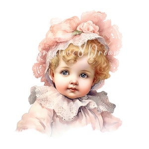 Victorian Baby Girl Clipart Bundle 10 High Quality Watercolor Jpgs ...