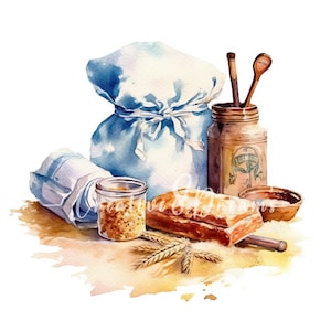 Vintage Rustic Baking JPG Clipart Bundle- Digital Download