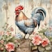 Shabby Chic Rooster in Flower Garden Clipart Bundle- 10 High Quality ...