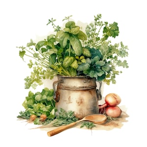 Herbes de cuisine rustiques PNG Clipart Bundle - téléchargement numérique image 9