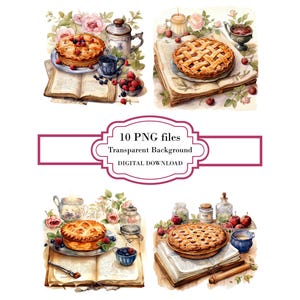 Grandma's Pie Recipe PNG Clipart Bundle- Digital Download