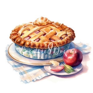 Pacote de clipart da torta da vovó - 10 JPGs em aquarela de alta qualidade - Suprimentos para confeitaria rústica, diário, scrapbook, download digital