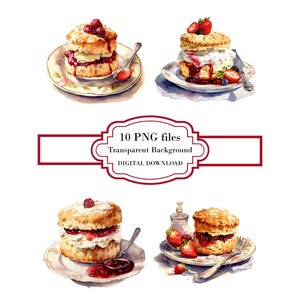 イギリスのスコーン PNG クリップアートバンドル - デジタルダウンロード